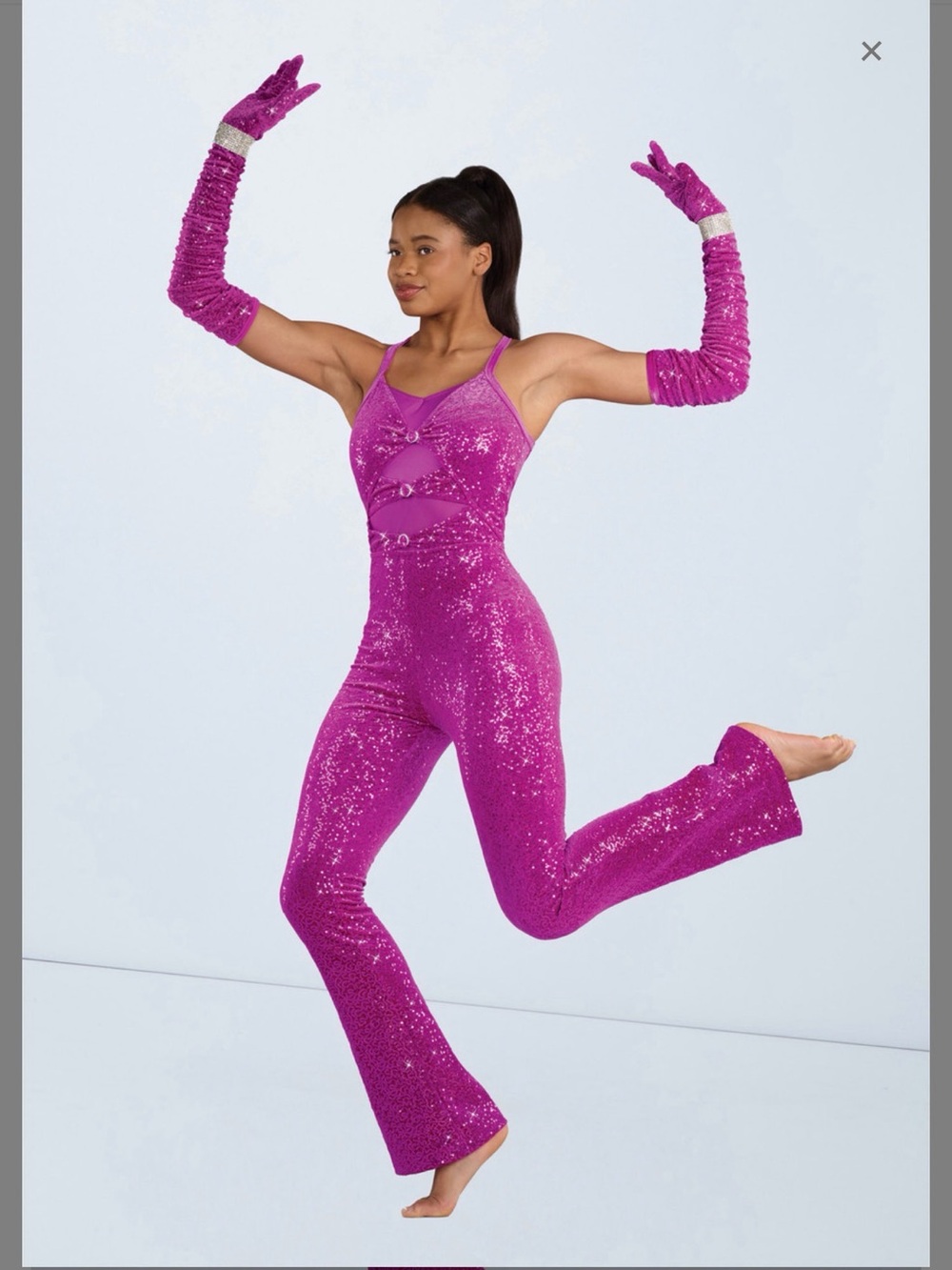Weissman Glitter Fuchsia Strappy One-Piece Jumpsuit - Picture 2 of 9